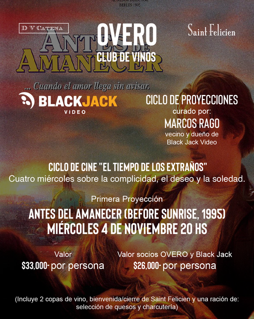 Cine y Vino "El tiempo de los extraños" - "Antes del amanecer" (1995) - 04/11 - Overo