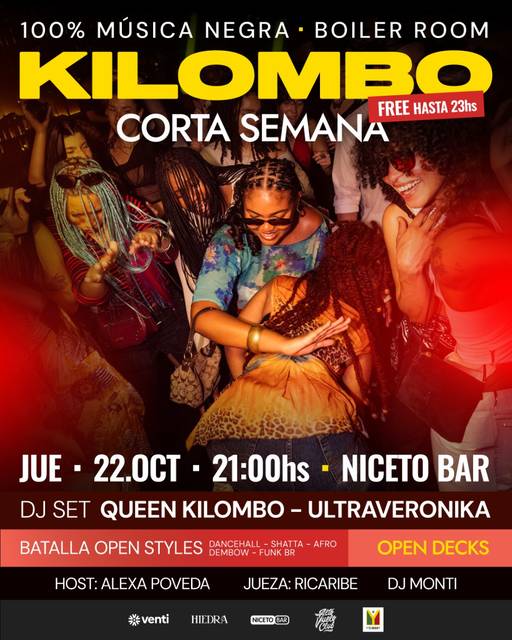 KILOMBO Jue 22 OCT en Niceto Bar