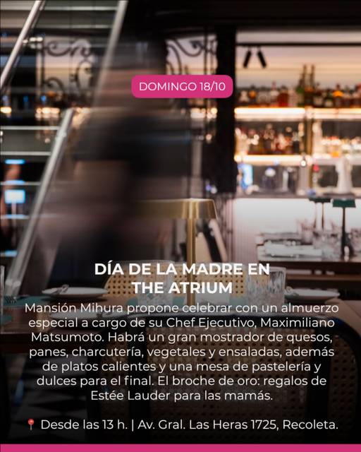 Almuerzo especial por Día de la Madre a cargo del Chef Ejecutivo Maximiliano Matsumoto; mostrador de quesos, panes, charcutería, mesa de pastelería y regalos de Estée Lauder.
