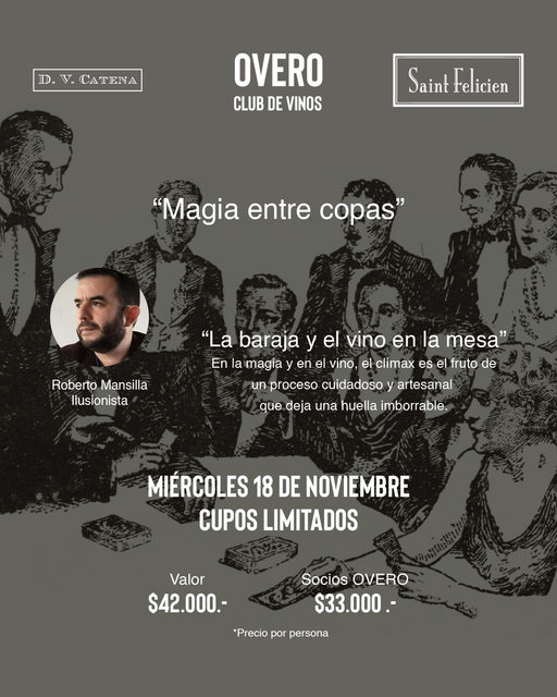 "Magia entre copas" la baraja y el vino en la mesa en Overo - miércoles 18 de NOVIEMBRE