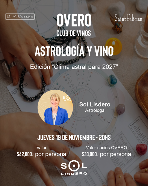"ASTROLOGÍA Y VINO" en Overo Club de Vinos - "Clima Astral para 2027" jueves 19 de noviembre