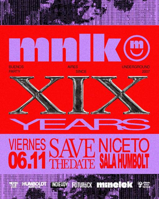 MINELEK XIX ANIVERSARIO en Humboldt | Niceto Club (+18 años)