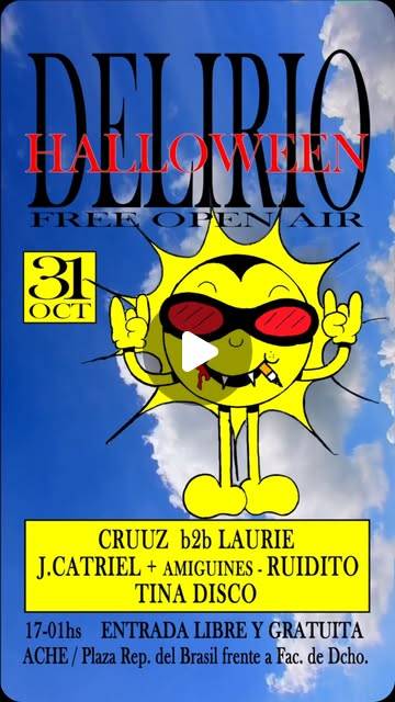 HALLOWEEN en un evento free open air: CRUUZ b2b LAURIE, J.CATRIEL + AMIGUINES - RUIDITO, TINA DISCO