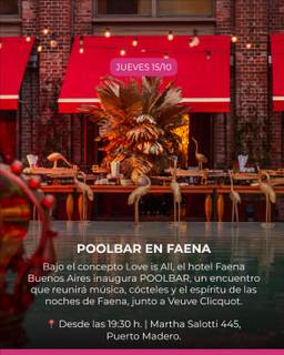 POOLBAR en Faena: encuentro que reunirá música, cócteles y el espíritu de las noches de Faena